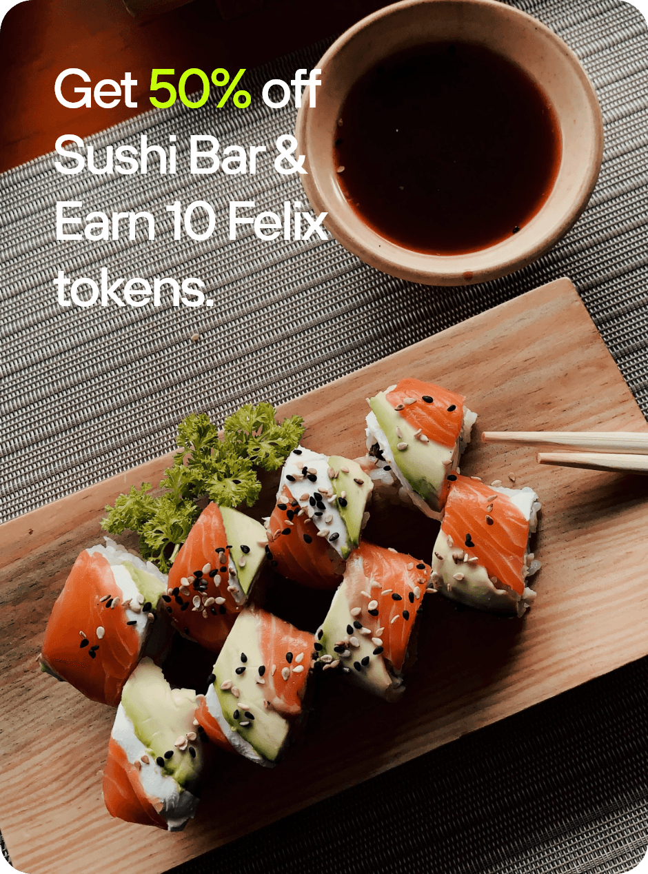 A Felix voucher offering 50% off at a sushi bar