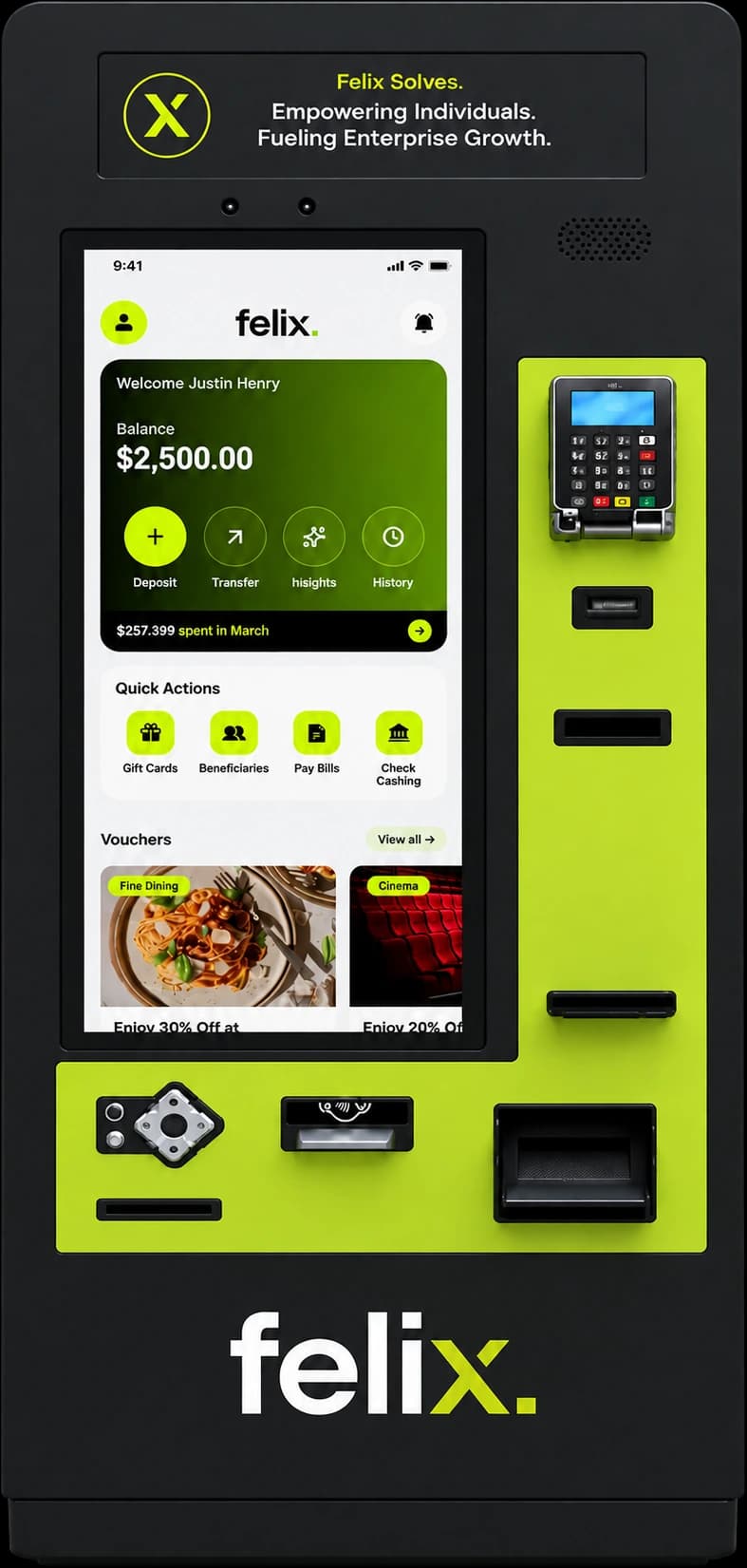 A Felix self-service kiosk, the standard free-standing unit